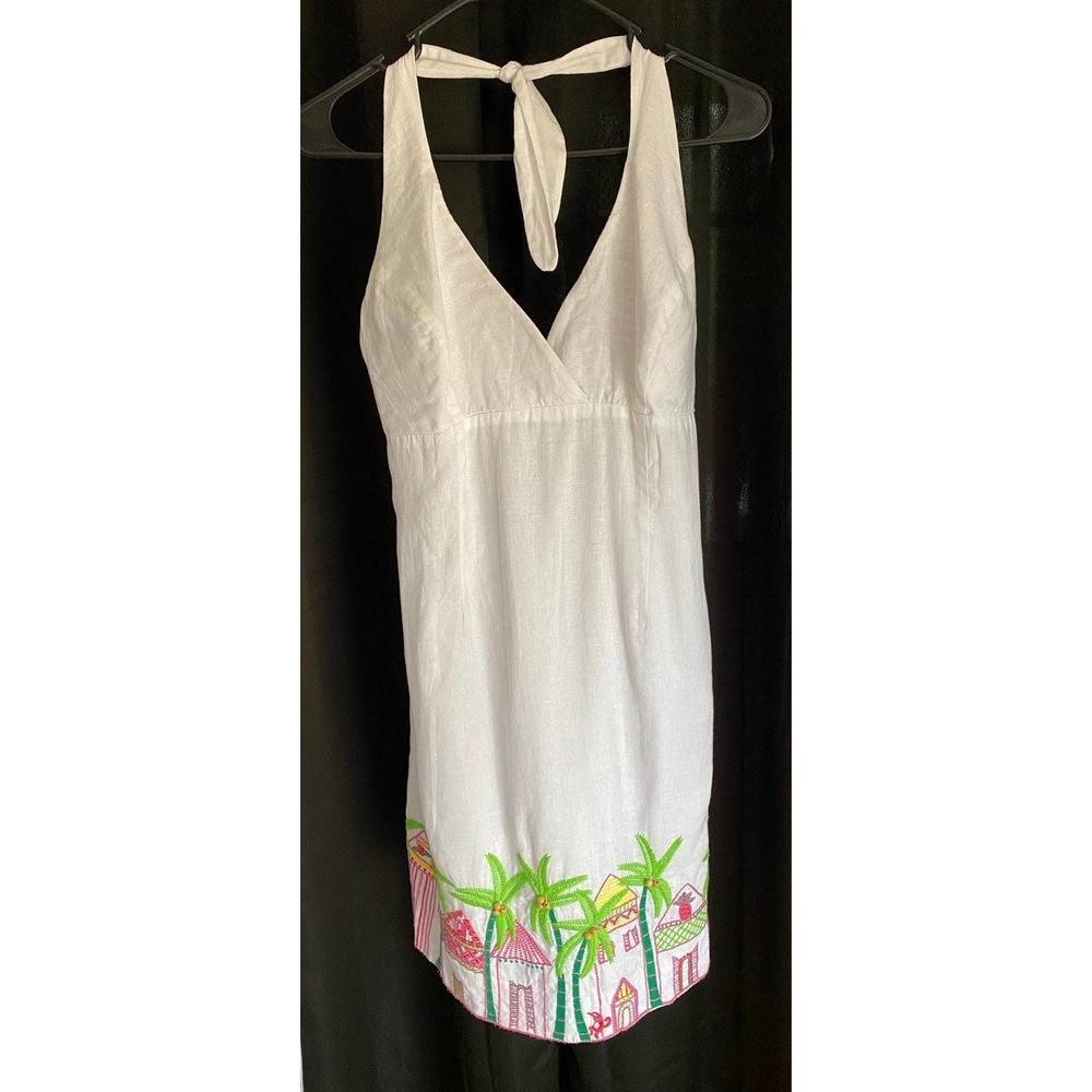 Lilly Pulitzer White Halter Dress with Palm Trees
